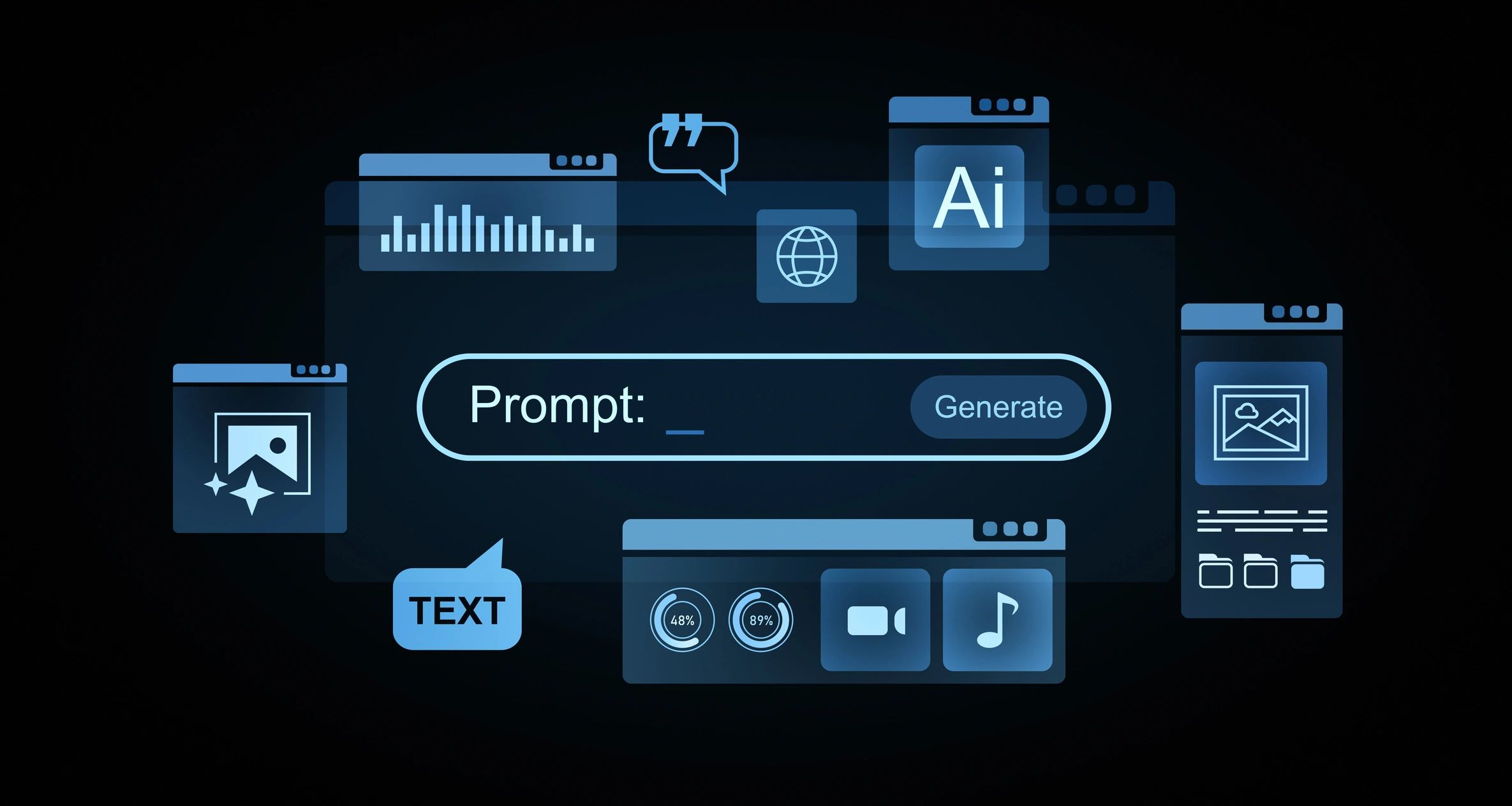 AI technology integration abstract dark theme